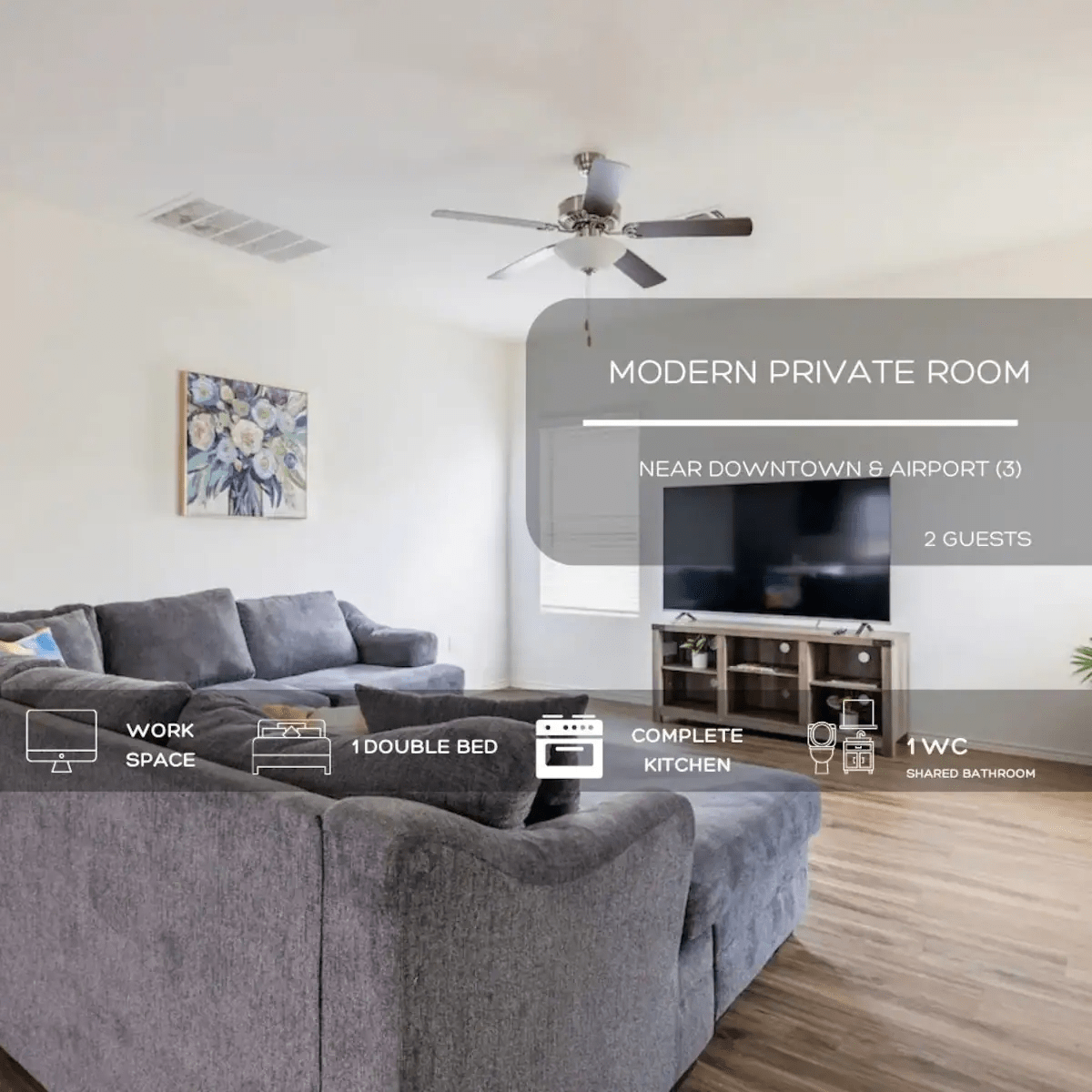 Modern Private Room Near Downtown & Airport
